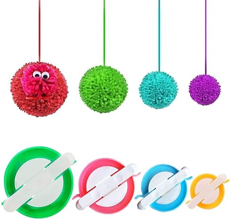 4 Sizes Pompom Pom-pom Maker for Fluff Ball Weaver Needle Craft DIY Wool Knitting Craft Tool Set Decoration by Knewmart