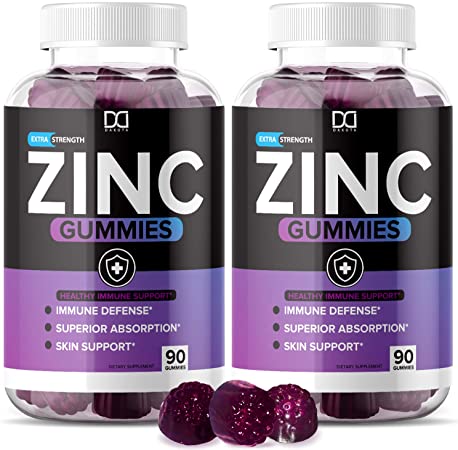 (180 Gummies) Zinc Gummy Chewable Vitamin Supplements 30mg with Echinacea for Adults for Immune Support Booster - Immunity System Boost Gummy Alternative to Lozenge, Capsules Pills, Tablets (2 Pack)