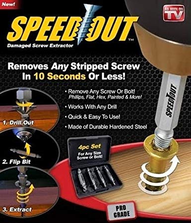 SystemsEleven Speed Out 4pc Damaged Screw Extractor Use With Any Drill As Seen On TV SpeedOut