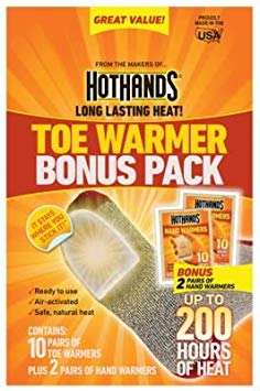 HotHands Toe & Hand Warmer Pack - Long Lasting Safe Natural Odorless Air Activated - 10 Pairs of Toe Warmers & 2 Pairs of Hand Warmers