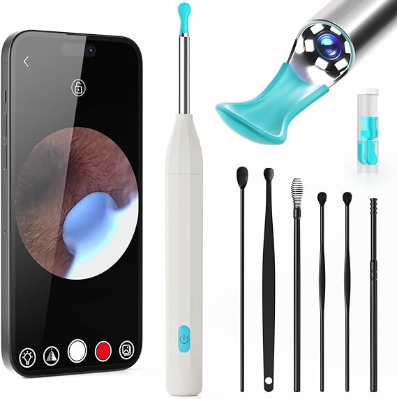 Ear Wax Removal with Camera and Light - AILE Ear Cleaner - Ear Wax Removal Tool - 1080P Otoscope - Ear Cleaning Kit for iPhone, iPad, Android Phones (Black)