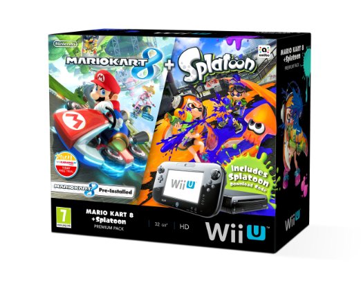 Nintendo Wii U 32GB Mario Kart 8 and Splatoon Premium Pack - Black