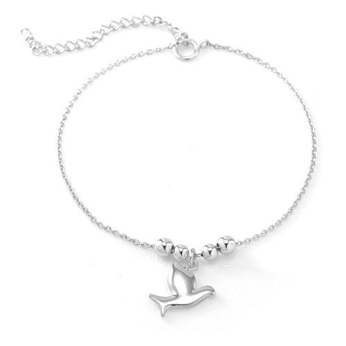 925 Sterling Silver Dove Bird Peace Love Harmony Symbol Charm Bracelet