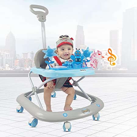 Dash Butterfly DLX Baby Walker, Walker Baby 6-18 Months boy, Walker, Activity Walker with Music n Light and Parental Handle, 3 Position Adjustable Height (Capacity 20kg | Blue)