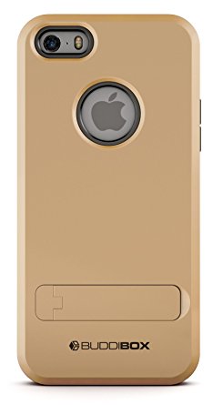 iPhone 5s Case, BUDDIBOX Slim Dual Layer Protective Case with Kickstand for Apple iPhone 5 and 5s, (Gold)