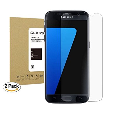 Galaxy S7 Tempered Glass Screen Protector, MaxDemo [2Pack] 9H Hardness Bubble Free [Ultra-Clear] [Scratch Proof] [Case Friendly] Screen Protector for Samsung Galaxy S7