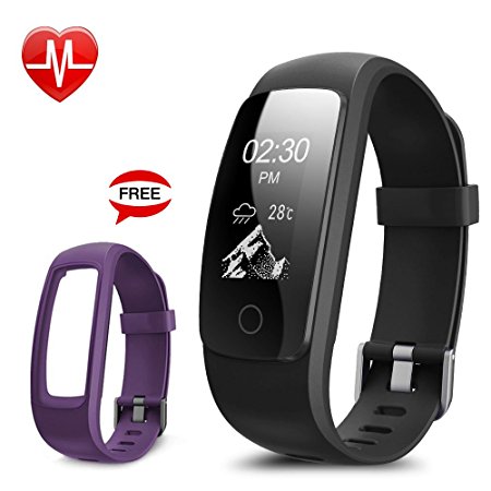 Fitness Tracker,Monejoy Activity Tracker with Wrist Based Heart Rate Monitor,IP67 Waterproof Smart wristband bracelet with Sleep Monitor Pedometer Calorie Call/SMS Remind for iOS/Android