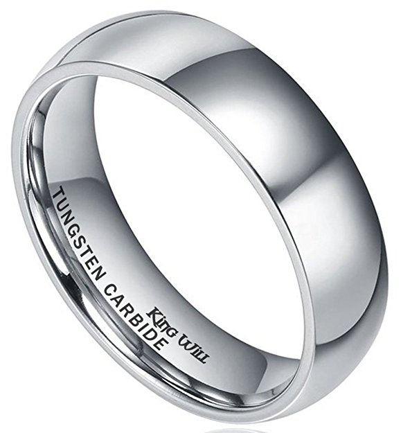 King Will BASIC Men's 6mm High Polished Comfort Fit Domed Tungsten Carbide Ring Wedding Band