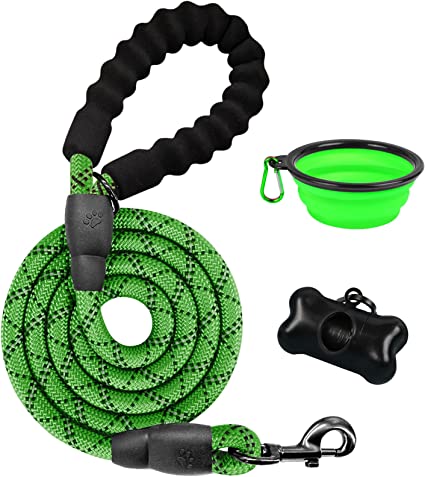 BARKBAY Dog leashes for Large Dogs Rope Leash Heavy Duty Dog Leash with Comfortable Padded Handle and Highly Reflective Threads 5 FT for Small Medium Large Dogs