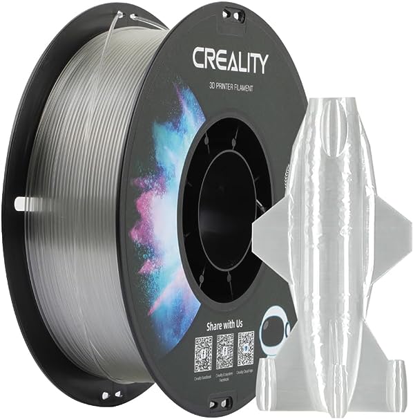 Creality PETG 3D Printing Filament 1.75mm, Excellent Toughness High Precision, Odorless Non-Toxic Moistureproof, 1kg(2.2lbs) Glossy PETG Filament for 3D Printer (Transparent)