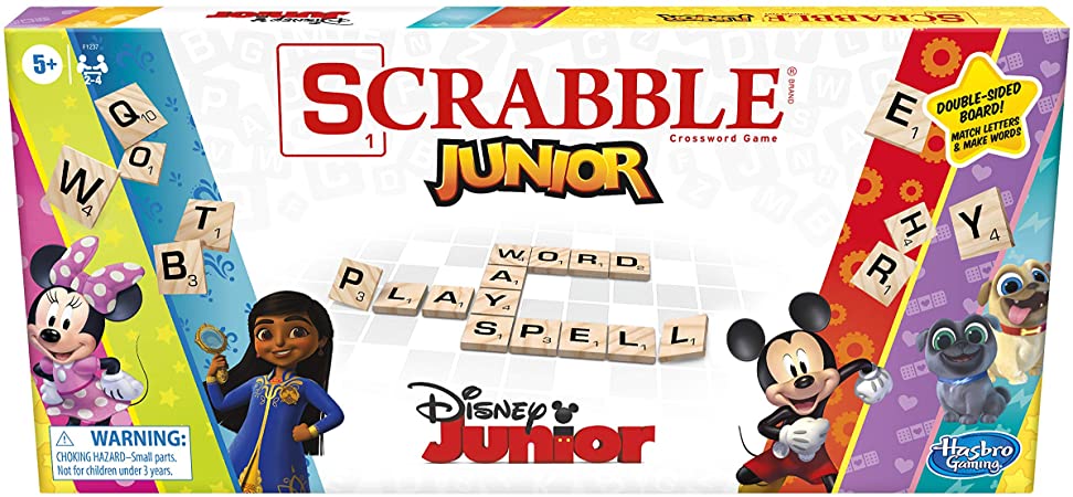 Hasbro Gaming Scrabble Junior: Disney Junior Edition Board Game, Double -Sided Game Board, Matching and Word Game (Amazon Exclusive)