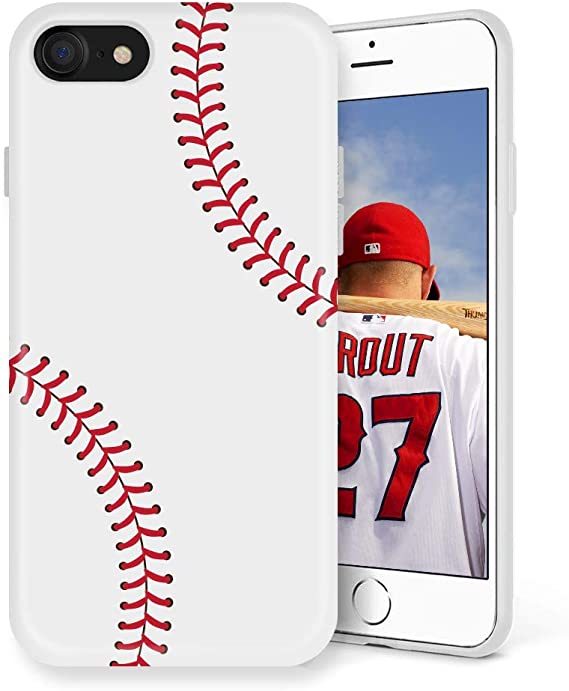 Litech Case for Apple iPhone SE (2020) / iPhone 7 / iPhone 8 [Flexfit] Premium Scratch-Resistant Cute Creative Artistic Design (Baseball)