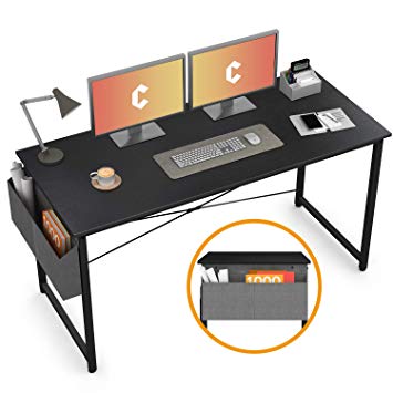 Cubiker Computer Desk 55" Home Office Writing Study Desk, Modern Simple Style Laptop Table with Storage Bag, Black