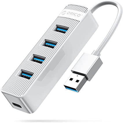 ORICO 4-Port USB 3.0 Hub 5Gbps Networking Hubs with Striped Design for U Disk, Mobile Hard Disk, Keyboard Support Windows, Mac OS and Linux(White)