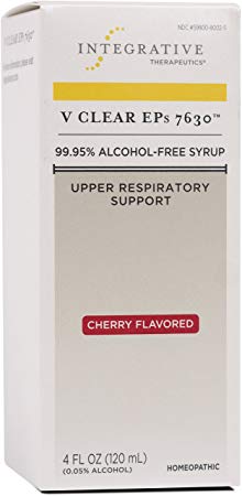 Integrative Therapeutics - V Clear EPs 7630 - Homeopathic Cold Medicine - Upper Respiratory and Lung Health Support - 99.95% Alcohol-Free Syrup - Cherry Flavored for Children and Adults - 4 fl oz