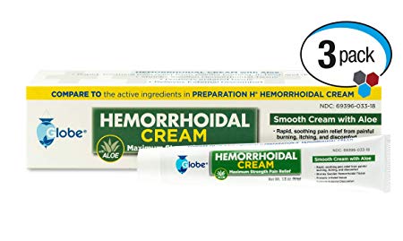 Hemorrhoid Symptom Treatment Cream, Itching, Burning & Discomfort Relief, Tube (1.8 oz) Compare to Preparation H (3-Pack)