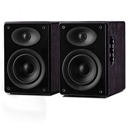 Swans - D1080MKII - Powered 2.0 Bookshelf Speakers - Full Rosewood Cabinet - Near-Field Speakers - 3.5mm QuickSwap Cable Included