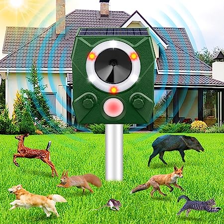 Animal Repellent Ultrasonic Outdoor,2023 Upgraded Solar Animal Repeller,Solar Animal Repeller with Motion Sensor,Animal Deterrent Devices Outdoor,Cat Squirrel Dog Repellent Outdoor for Yard Garden