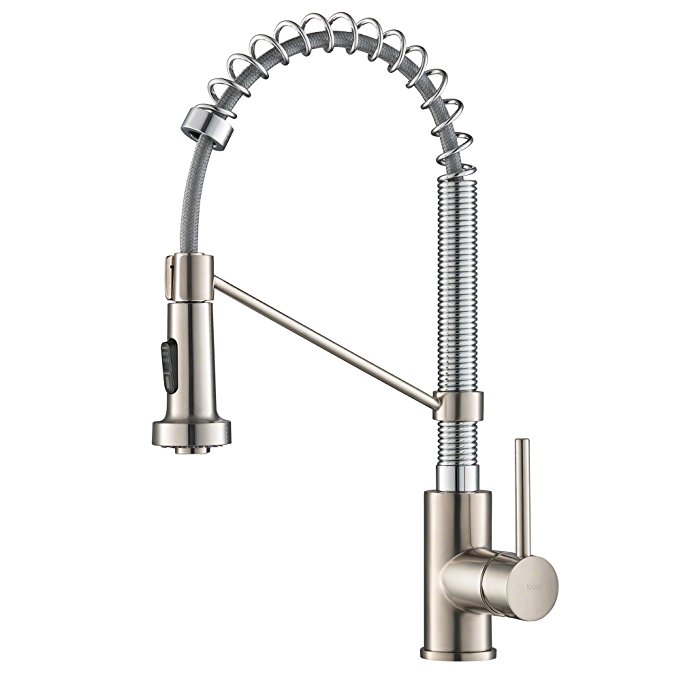 Kraus KPF-1610SSCH Bolden Single Handle 18-Inch Commercial Kitchen Faucet with Dual Function Pull-Down Sprayhead Finish, Stainless Steel/Chrome