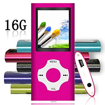 Tomameri - Compact and Portable MP3 Video Player with Rhombic Button ( Including a 16 GB Micro SD Card ) (Pink)