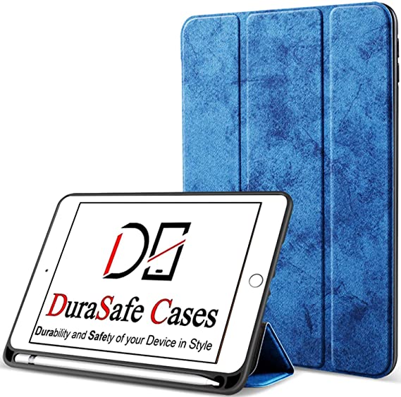 DuraSafe Cases for iPad 9th 2021 8th 2020 7th 2019 Generation [ iPad 9 iPad 8 iPad 7 ] 10.2 Inch MW762LL/A MW742LL/A MW752LL/A MW792LL/A Shockproof Silicone Back Case with Pencil Holder - Blue