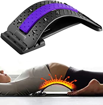 Back Stretcher for Lower Back Pain Relief, Adjustable Multi-Level Back Cracker, Arched Waist Back Cracking Device, Lower and Upper Lumber Massager for Herniated Disc, Sciatica, Scoliosis (Purple)