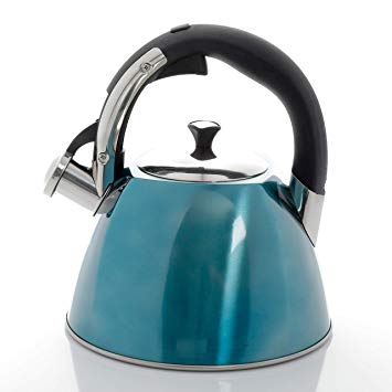 Mr. Coffee Belgrove 2.5 Quart Stainless Steel Tea Kettle, Turquoise