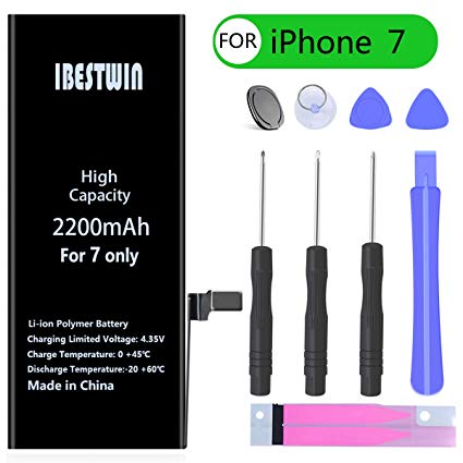 Battery for iPhone 7, IBESTWIN 2200mAh High Capacity Battery Replacement for iPhone 7 with Full Remove Tool Kit and Adhesive-36 Months Warranty