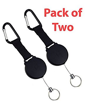McKay Heavy Duty Retractable Key Chain & Badge Reel Holder - Extractable 48 inch Stainless Cable- Great for swipe ID Cards (2 Pack)