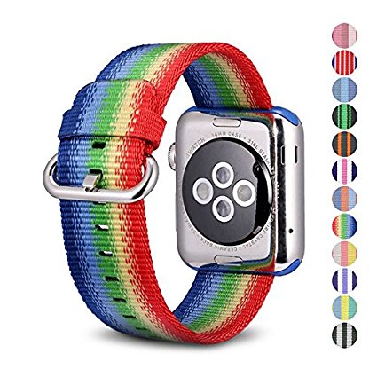 Woven Nylon Replacement Band for the Apple Watch by Pantheon, Women’s or Men’s, Strap fits the 38mm or 42mm for Apple iWatch 1, 2, 3 and Nike edition
