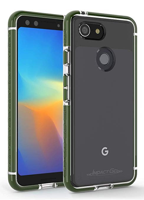 Impact Gel Compatible with Google Pixel 3 Crusader Lite Series Slim Protective Case (Army Green)