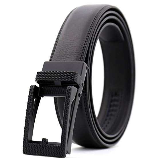 Crudey Men’s Genuine Leather Ratchet Dress Belt with Comfort One Click Buckle
