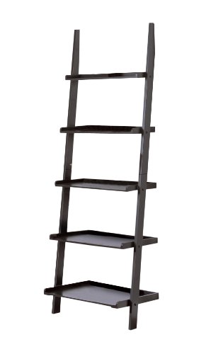 Contemporary Black Finish 5-Tier Ladder Book Shelf