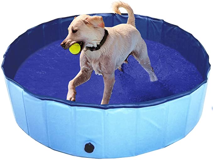 Greenco Portable and Foldable Dog Pool Leakproof and Easy Draining for Outdoor Set Up for Dogs Cat and Kids