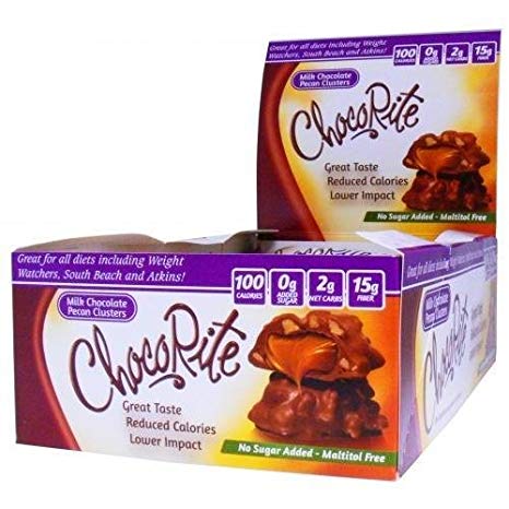 ChocoRite - High Protein Diet Bar | Milk Chocolate Pecan Clusters | Low Calorie, Low Fat, Sugar Free ( 16/Box )