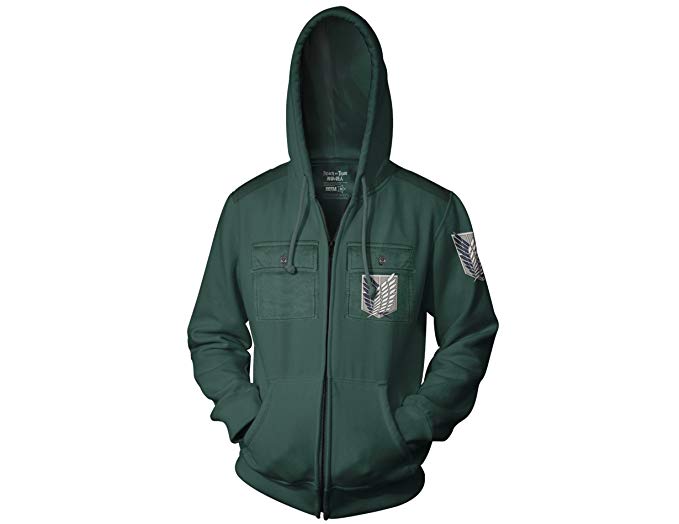 Ripple Junction Attack on Titan Survey Corp Chest Pocket Adult Zip Hooded Sweatshirt