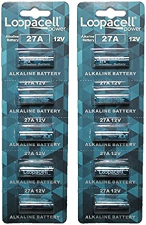 10 Loopacell High Voltage 12v A27 27AE Batteries - 12V