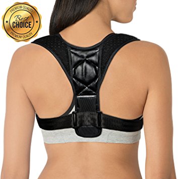 Posture Corrector for Women & Men, Adjustable Back Brace, Straightener Strap for Slouching, Back Pain, Shoulder Neck Relief (black)