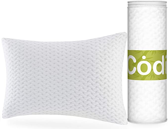 Codi Best Bamboo Cooling Pillow for Sleeping Queen Size 1 Pack, Best for Stomach/Back/Side Sleeper | Adjustable Shredded Memory Foam, Washable | Certipur-US Certified