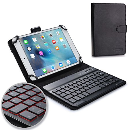 Xiaomi Mi Pad 7.9 keyboard case, COOPER BACKLIGHT EXECUTIVE 2-in-1 Backlit LED Bluetooth Wireless Keyboard Leather Travel Cover Folio Portfolio Stand with 7 Colors Mi Pad 7.9 (Black)