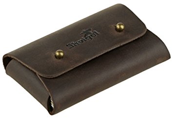 Shvigel Business Card Holder Leather - Visiting Card Case - Front Pocket Card Wallet Organizer (Brown Vinage)