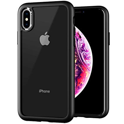 ZUSLAB Tough Fusion for Apple iPhone Xs Case/iPhone X Case with Transparent Hard Clear Back Cover   Soft Silicone Rubber Bumper with Air Space, Anti-Scratch Shockproof Hybrid Protection- Matte Black