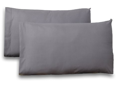 Queen Pure-Cotton Sateen Pillow Case Covers - (2-Pack, each 20 inches x 30 inches, Grey) 100% Cotton Sateen for Maximum Softness and Easy Care, Elegant Double-Stitched Tailoring - by Utopia Bedding