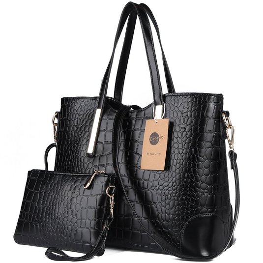 Z-joyee Women Shoulder Bag 2 Piece Tote Bag Pu Leather Handbag Purse Bags Set