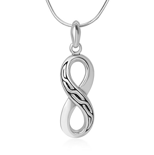 925 Sterling Silver Celtic Infinity Endless Love Symbol Pendant Necklace for Women, 18" Chain