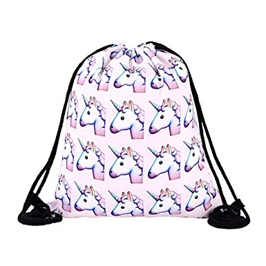 Cute Emoji Drawstring Backpack for Women,Lightweight Gym Rucksack Bag