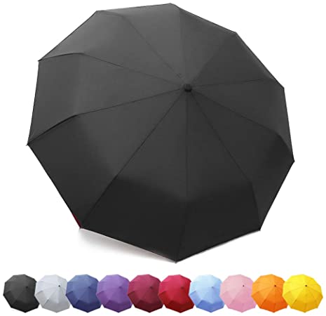 ZOMAKE Compact Travel Umbrella, 10 Ribs Windproof Folding Umbrella, Auto Open/Close Umbrella for Rain & Sun