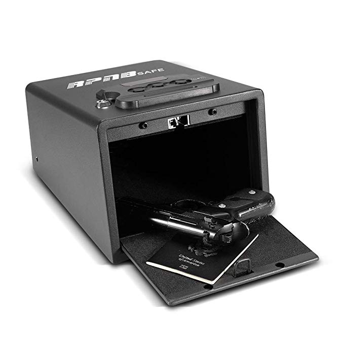 RPNB Pistol Safe Quick Access Pop-Open Door Safe, Gun Safe with Digital Key Pad, Heavy Duty Storage for Firearms Cash Jewelry Documents & More - for Home Office Hotel Use