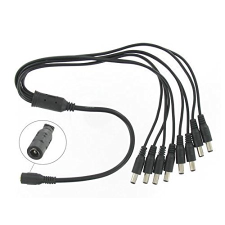 Security Camera 8Ch Power Supply Splitter Cable 1 Female 8 Male 2.1mm Adaptor