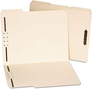 Universal UNV13420 1/3 Cut Tab Letter Size Deluxe Reinforced Top Tab Folders with Fasteners - Manila (50/Box)